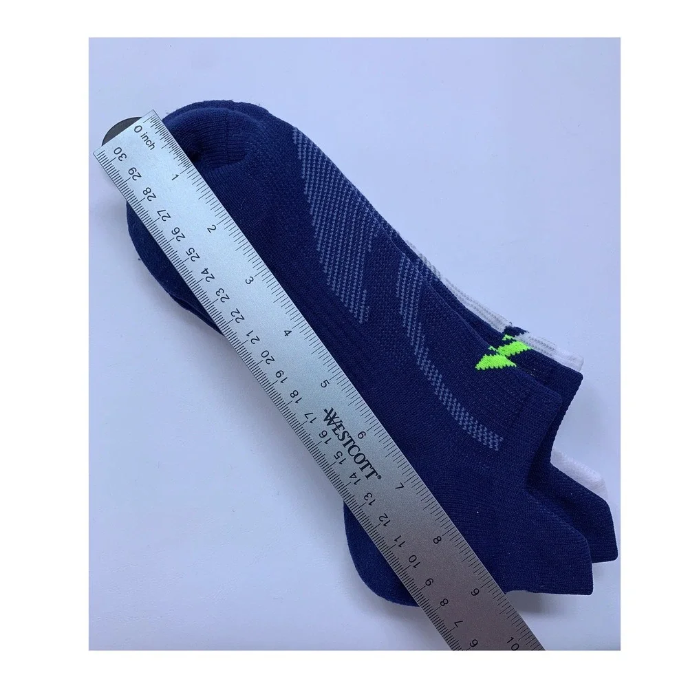 Adidas Mens OS Navy White Athletic Arch Compression No Show Socks 2 Pair Pack